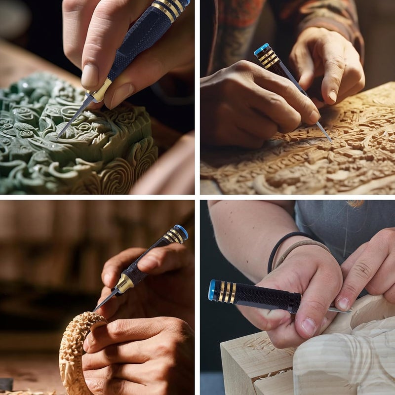 DULIWO Prime Model Scriber Gundam Resin Carved Scribe Line Hobby Cutting Tool Chisel, Model Chisel with 7 Blades (0.1/0.2/0.4/0.6/0.8/1.0/2.0mm) for Carving Cutting, Panel line, Scale Model(Black) - Image 2